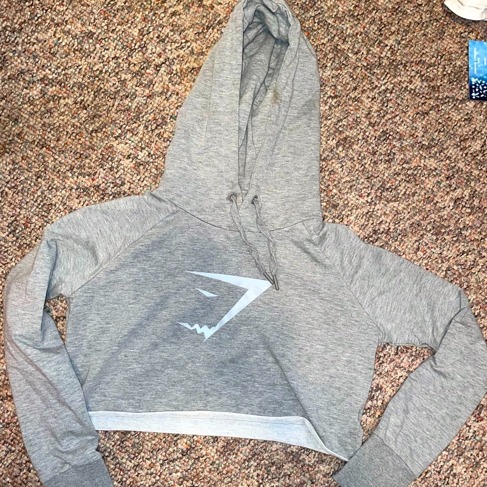 Grey Gymshark cropped hoodie